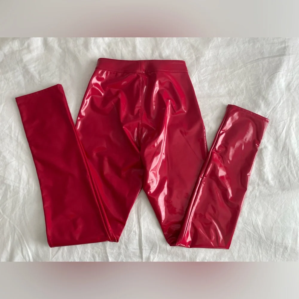 LA Roxx High Waist Red PVC Vinyl Pants | XS/S | Statement Festival & Rave Pants